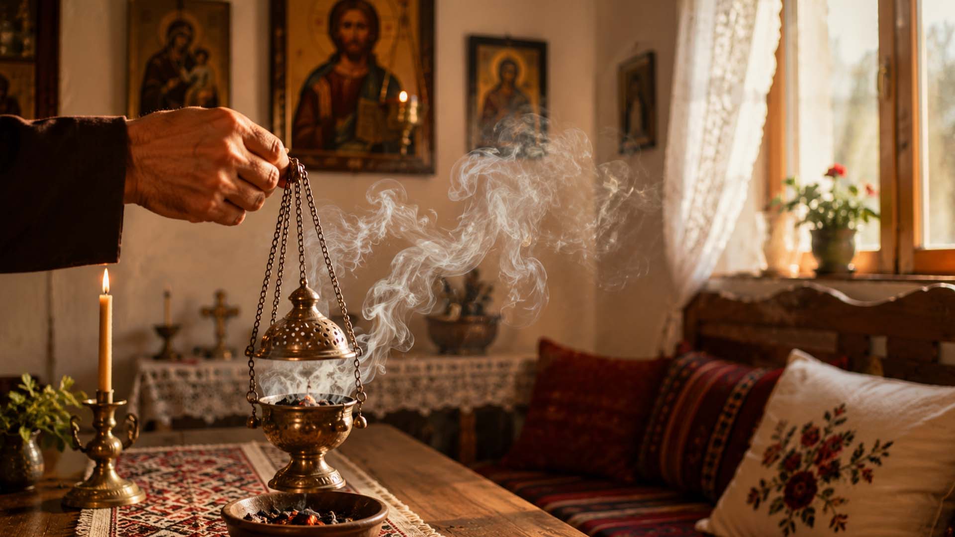 Paljenje tamjana u kući za mir i zaštitu